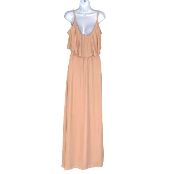 Show Me Your MuMu Caitlin Ruffle Dusty Blush Crisp Maxi Bridesmaid Dress S NWOT - Picture 3 of 12